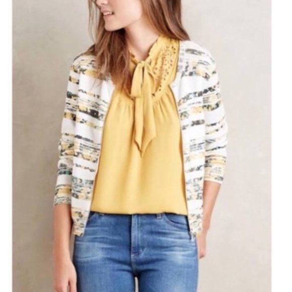 Anthropologie Jackets & Blazers - Anthropologie Moth Floral Stripe Zip-Up Jacket